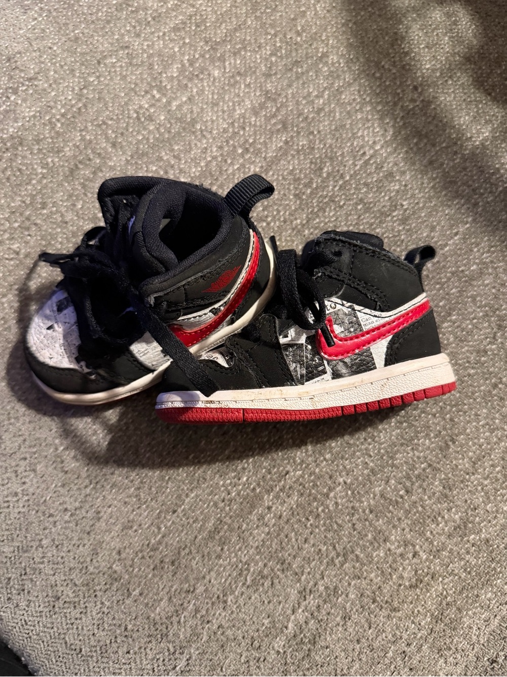 Jordan Kids Black, Red & White High-Top Sneakers